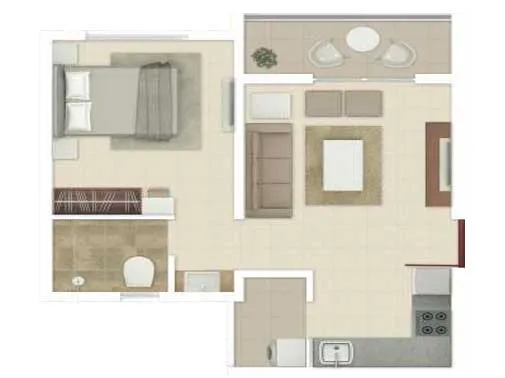 1bhk unit plan