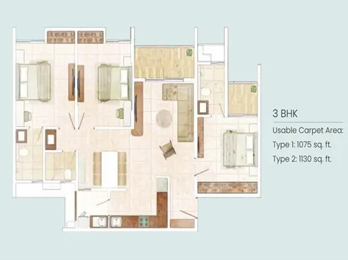 3 Bhk Unit Plan